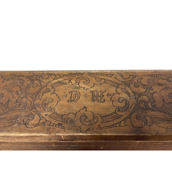 Wood Burned Rustic Flemish Art Wooden Box Made in NY - Picture 6 of 11